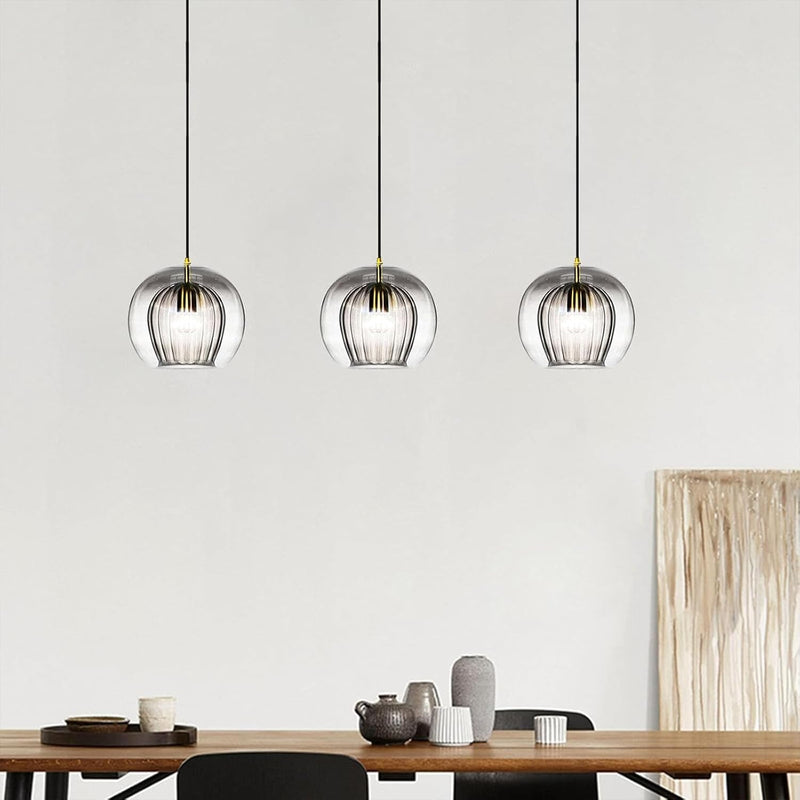 Stunning Double-Layer Glass Ball Pendant Light in Brass