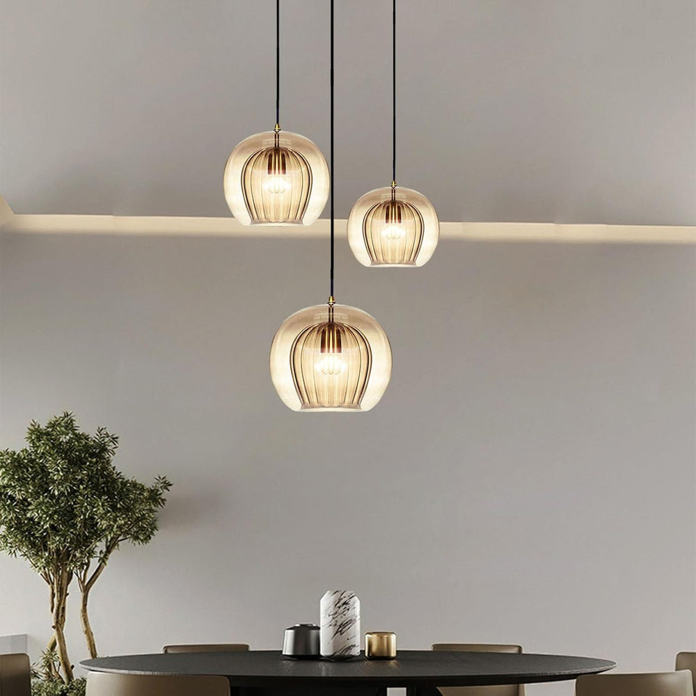 Stunning Double-Layer Glass Ball Pendant Light in Brass