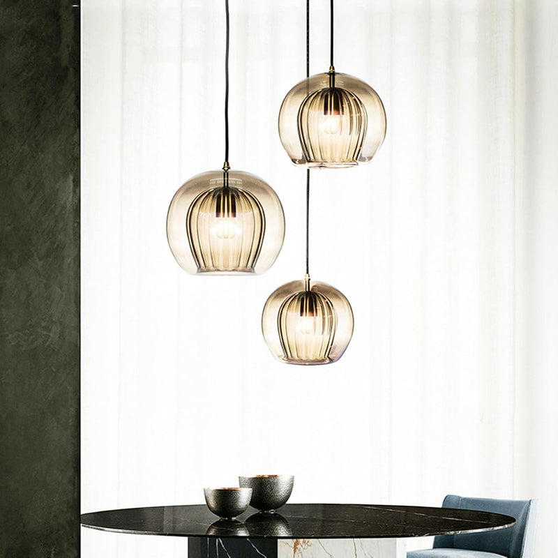 Stunning Double-Layer Glass Ball Pendant Light in Brass