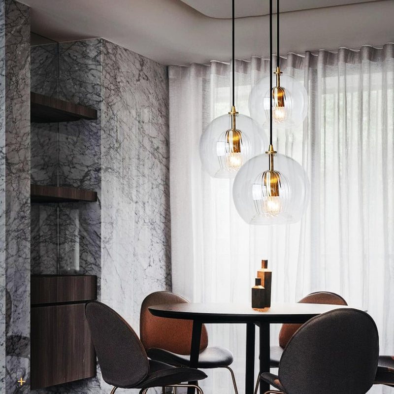 Stunning Double-Layer Glass Ball Pendant Light in Brass