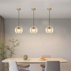 Stunning Double-Layer Glass Ball Pendant Light in Brass