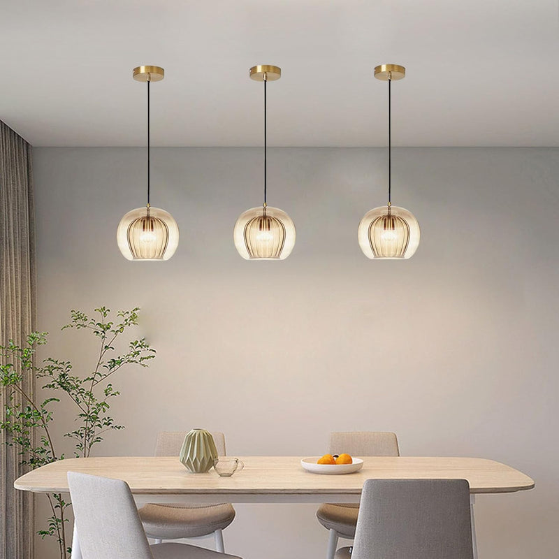 Stunning Double-Layer Glass Ball Pendant Light in Brass
