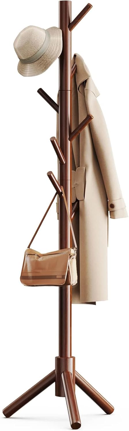 Sturdy Wooden Coat Tree with 8 Hooks 3