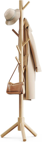 Sturdy Wooden Coat Tree with 8 Hooks 3