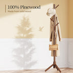 Sturdy Wooden Coat Tree with 8 Hooks 3