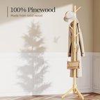 Sturdy Wooden Coat Tree with 8 Hooks 3