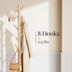 Sturdy Wooden Coat Tree with 8 Hooks 3