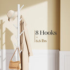 Sturdy Wooden Coat Tree with 8 Hooks 3