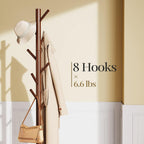 Sturdy Wooden Coat Tree with 8 Hooks 3
