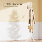 Sturdy Wooden Coat Tree with 8 Hooks 3