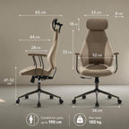 Suede Fabric Desk Office Chair High Back Ergonomic