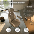 Suede Fabric Desk Office Chair High Back Ergonomic