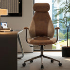 Suede Fabric Desk Office Chair High Back Ergonomic