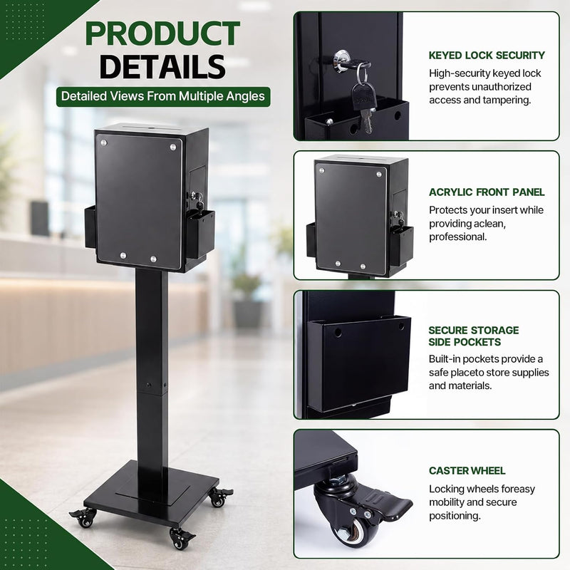 Suggestion Box with Stand Floor Standing Offering Lock