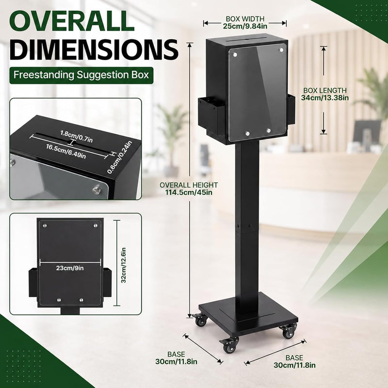 Suggestion Box with Stand Floor Standing Offering Lock