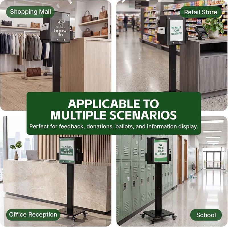 Suggestion Box with Stand Floor Standing Offering Lock