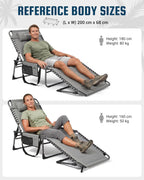 Sun Lounger with 5-Position Adjustable Backrest 180KG