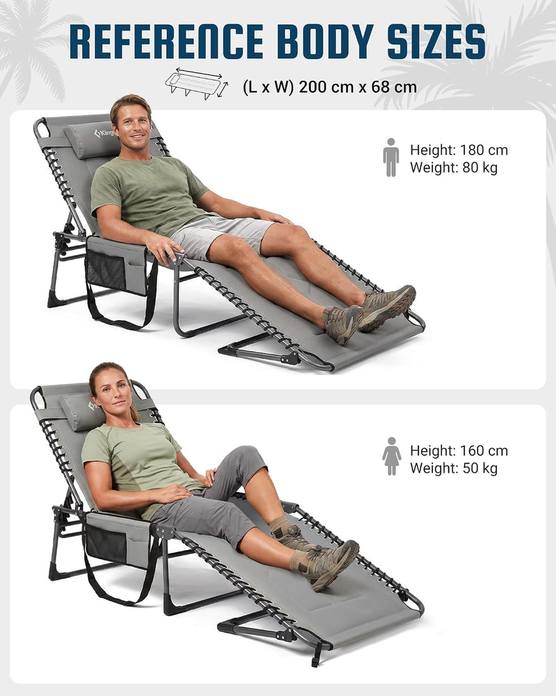 Sun Lounger with 5-Position Adjustable Backrest 180KG