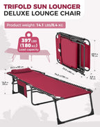 Sun Lounger with 5-Position Adjustable Backrest 180KG