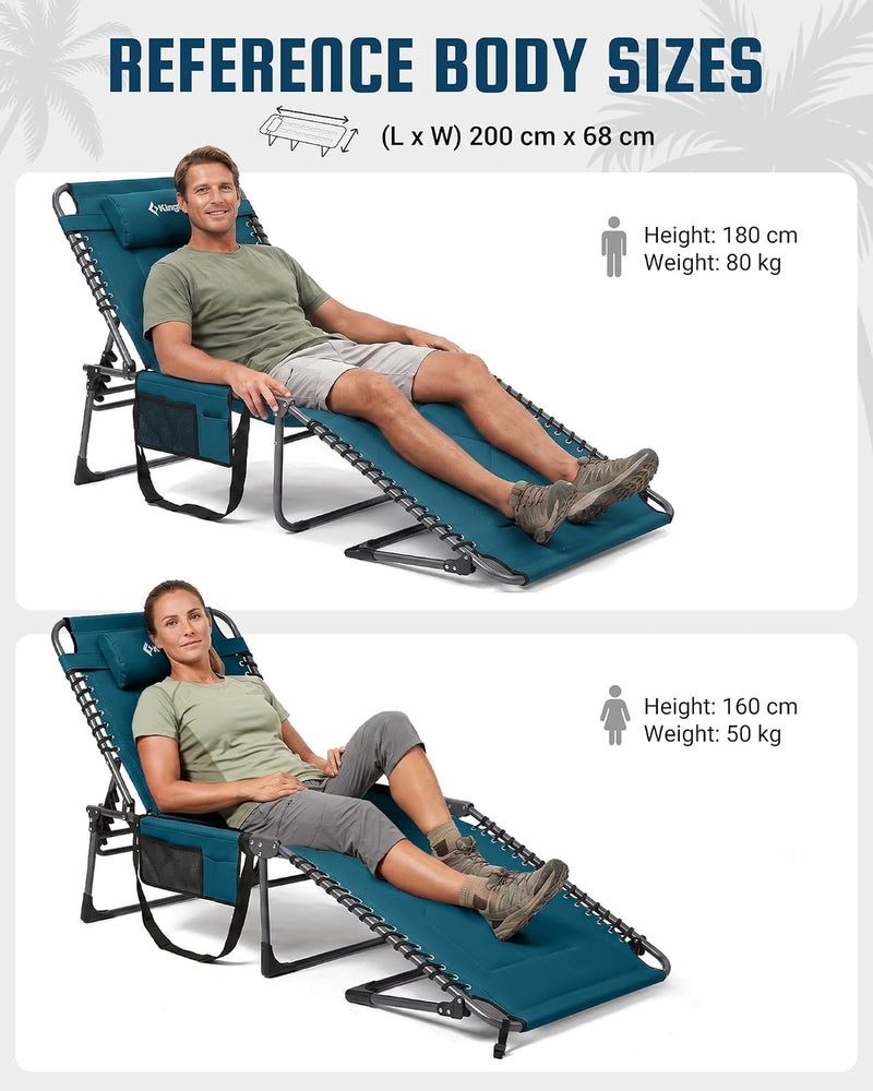 Sun Lounger with 5-Position Adjustable Backrest 180KG