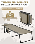 Sun Lounger with 5-Position Adjustable Backrest 180KG