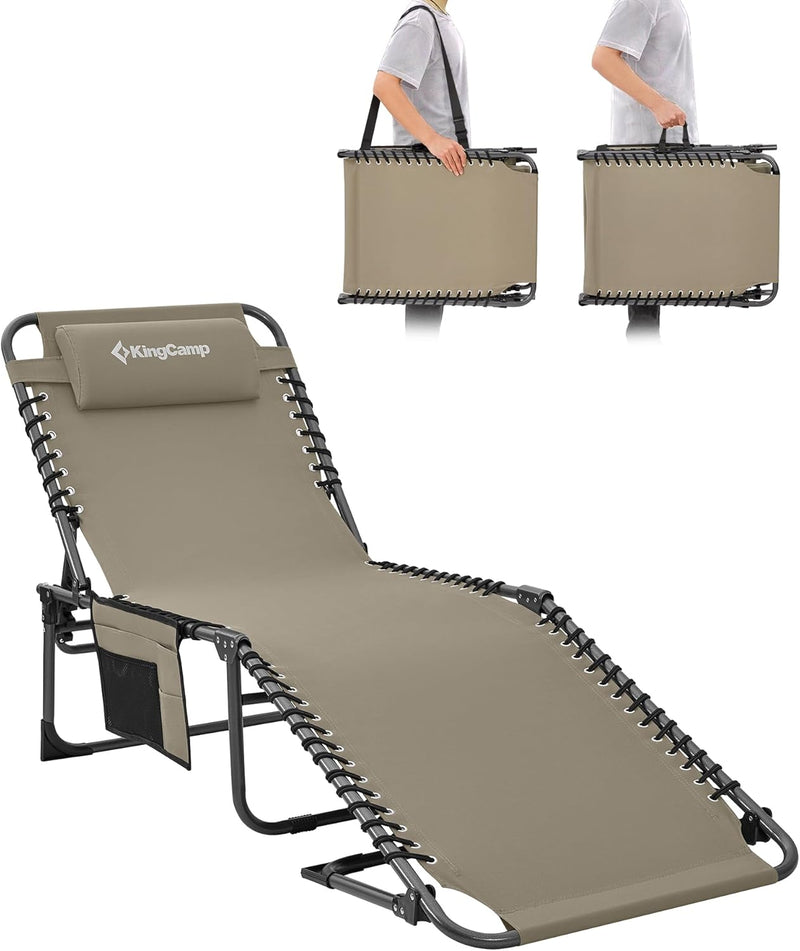 Sun Lounger with 5-Position Adjustable Backrest 180KG