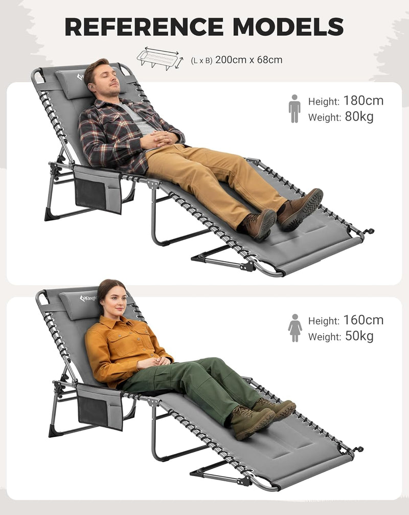 Sun Lounger with 5-Position Adjustable Backrest 180KG