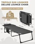Sun Lounger with 5-Position Adjustable Backrest 180KG
