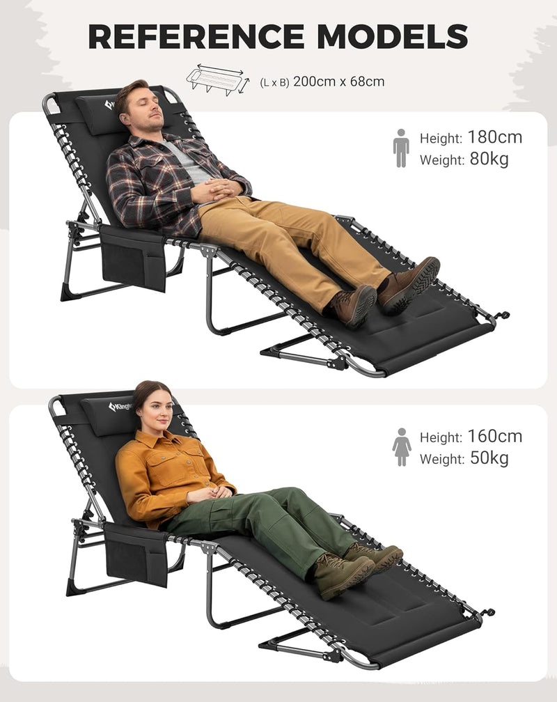 Sun Lounger with 5-Position Adjustable Backrest 180KG