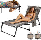 Sun Lounger with 5-Position Adjustable Backrest 180KG