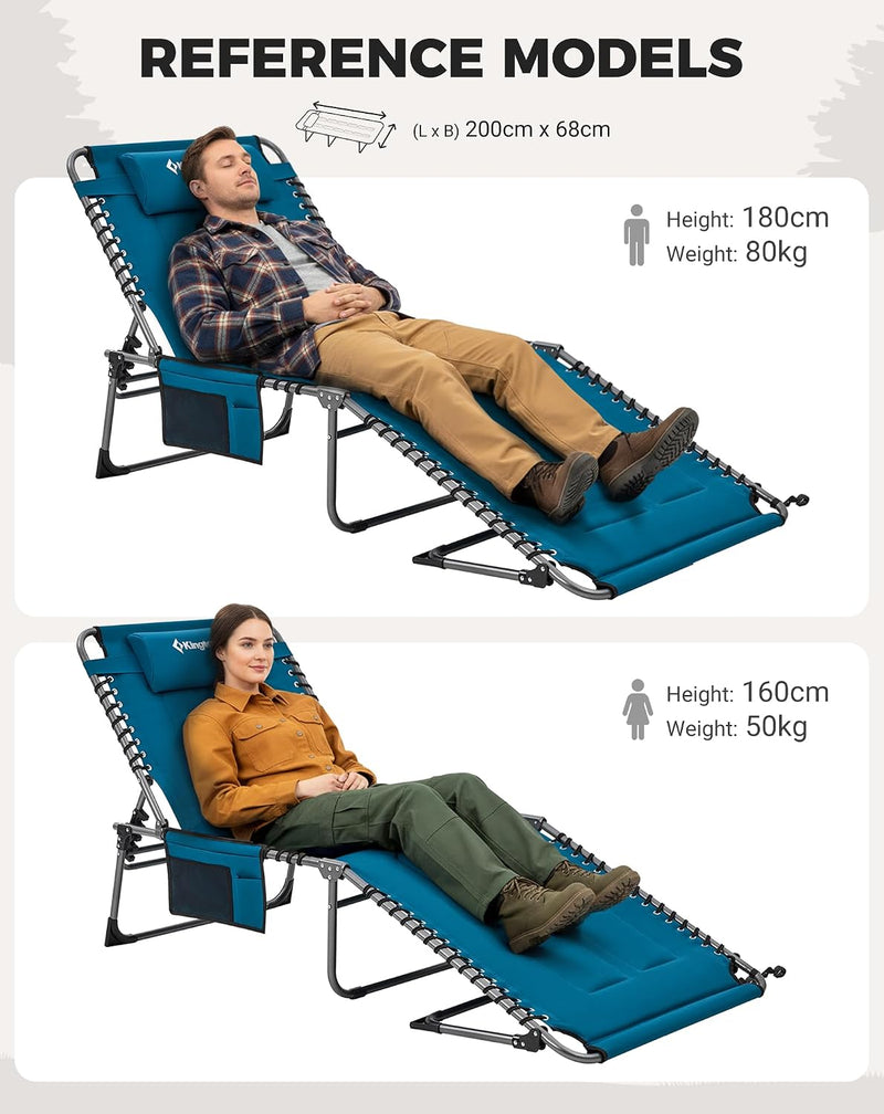 Sun Lounger with 5-Position Adjustable Backrest 180KG