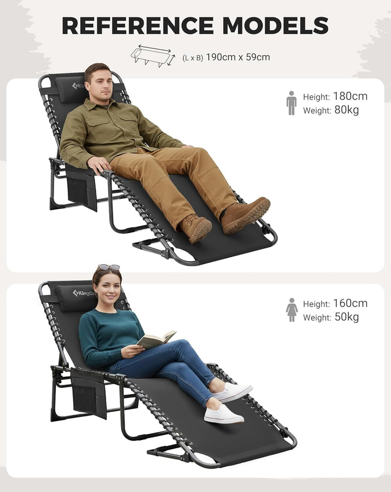Sun Lounger with 5-Position Adjustable Backrest 180KG