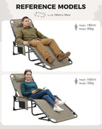 Sun Lounger with 5-Position Adjustable Backrest 180KG