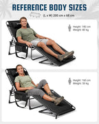 Sun Lounger with 5-Position Adjustable Backrest 180KG