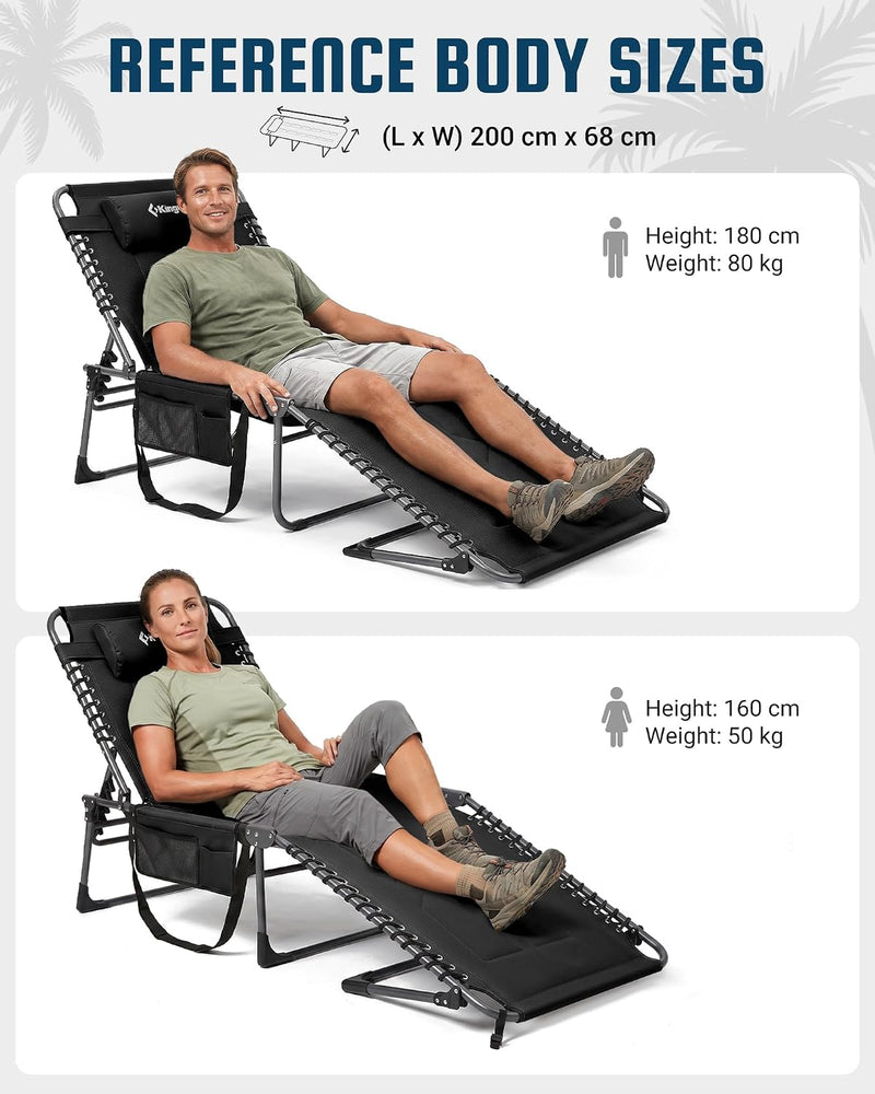Sun Lounger with 5-Position Adjustable Backrest 180KG