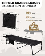 Sun Lounger with 5-Position Adjustable Backrest 180KG