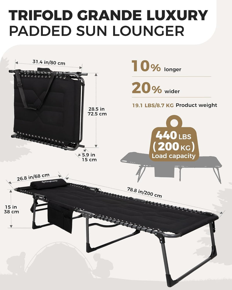 Sun Lounger with 5-Position Adjustable Backrest 180KG