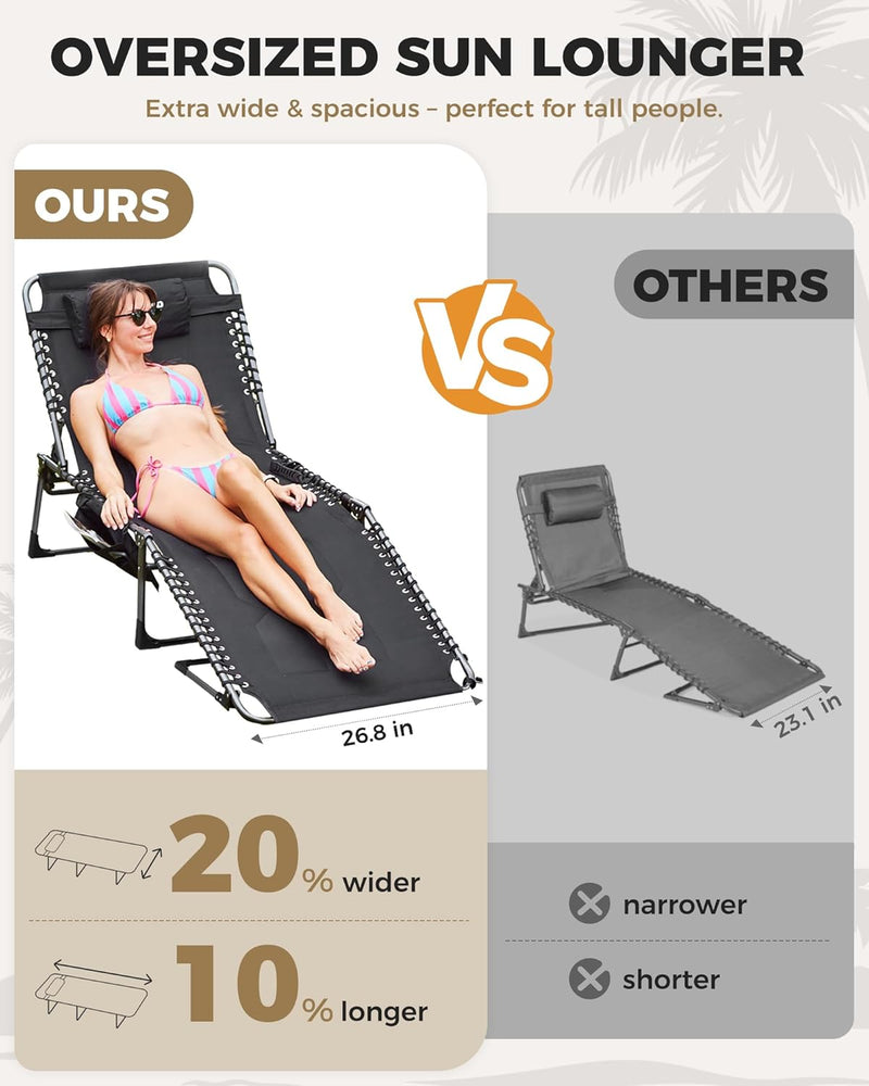 Sun Lounger with 5-Position Adjustable Backrest 180KG