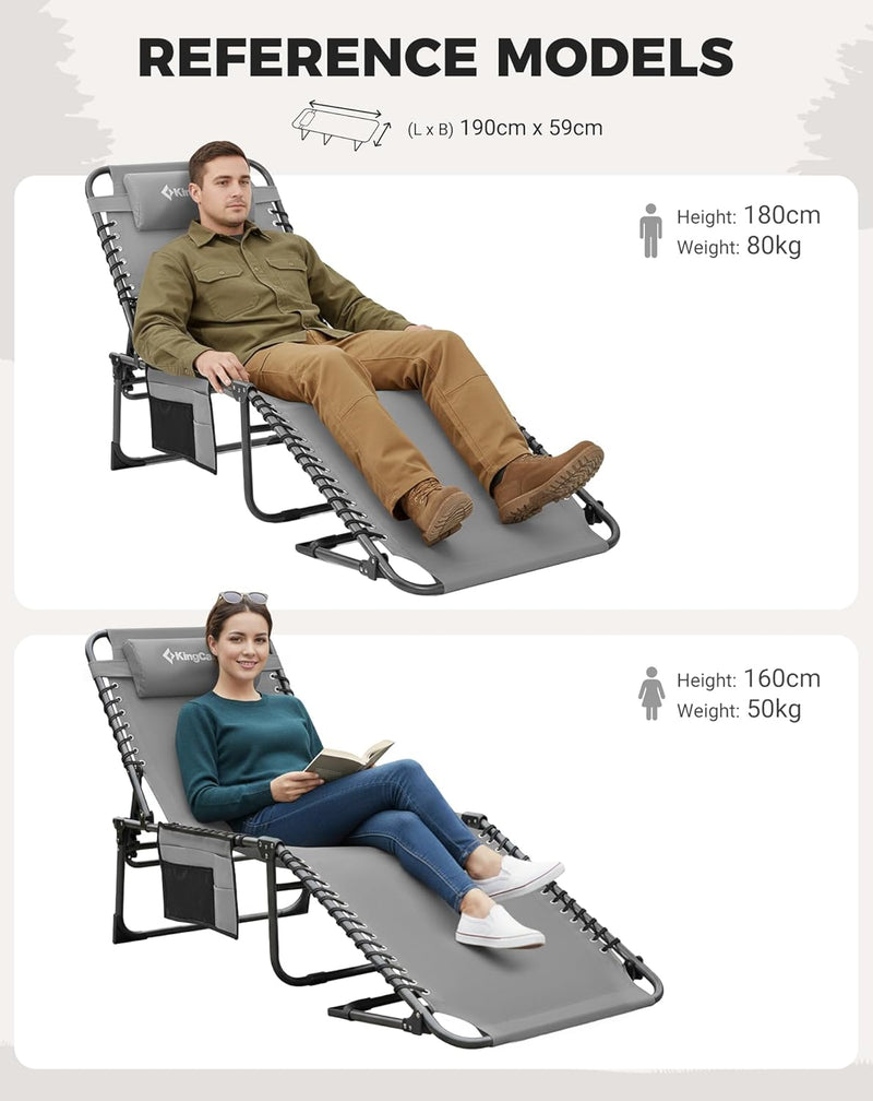 Sun Lounger with 5-Position Adjustable Backrest 180KG