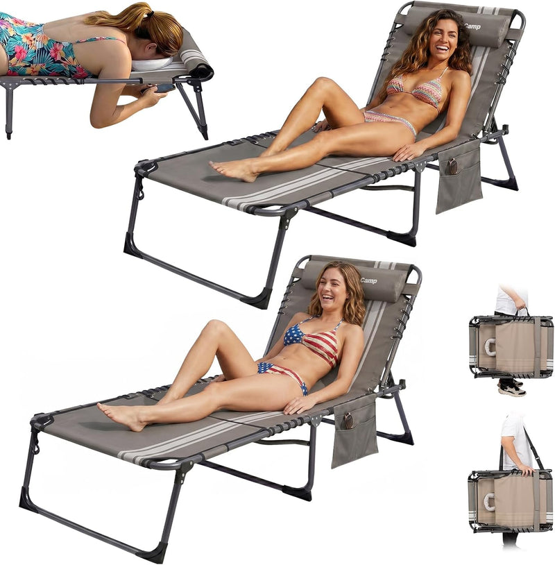 Sun Lounger with 5-Position Adjustable Backrest 180KG