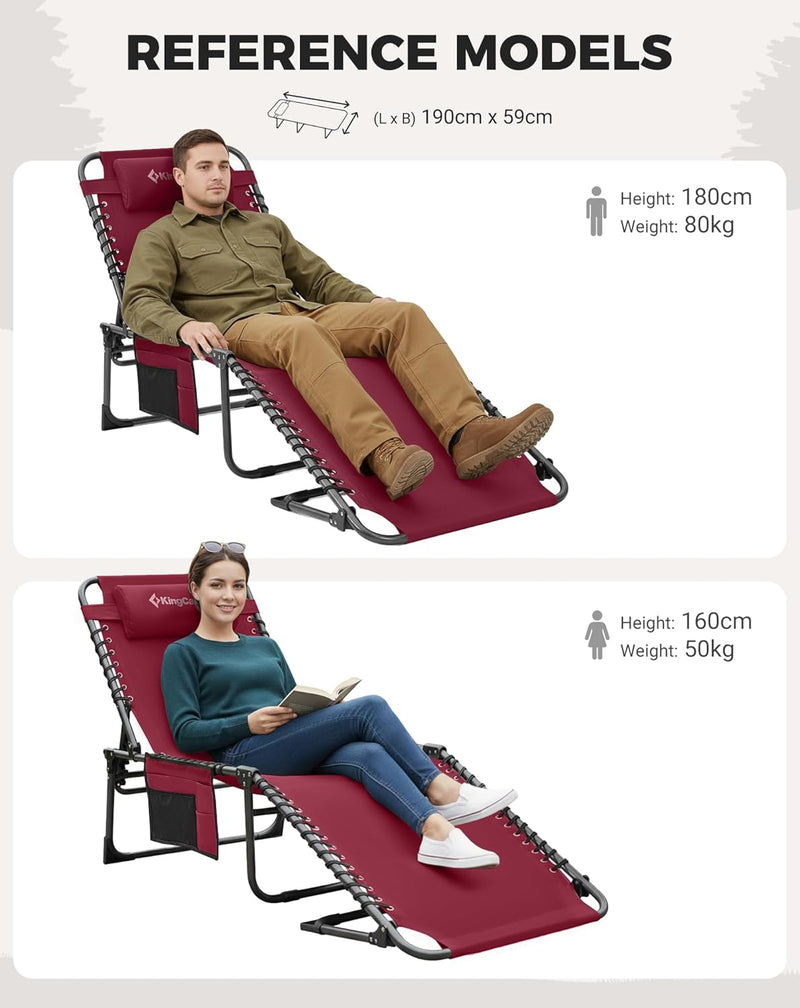 Sun Lounger with 5-Position Adjustable Backrest 180KG