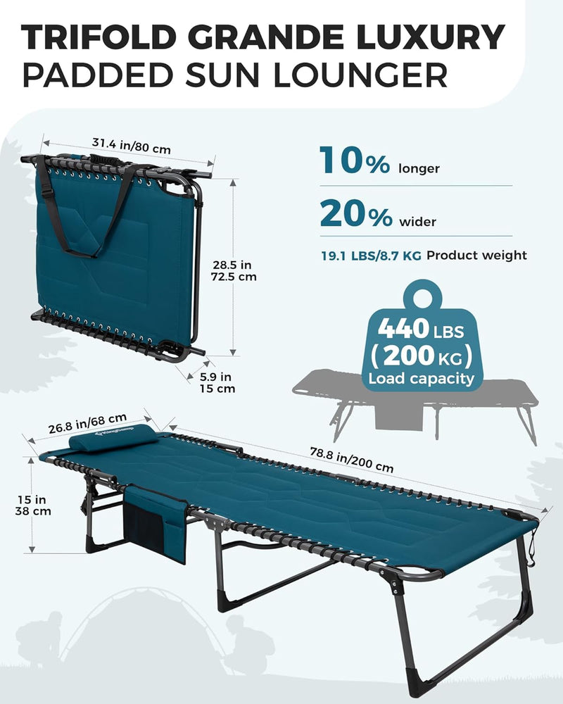 Sun Lounger with 5-Position Adjustable Backrest 180KG