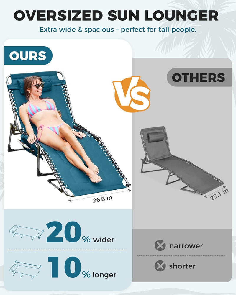 Sun Lounger with 5-Position Adjustable Backrest 180KG