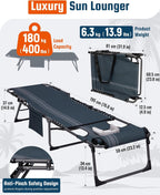 Sun Lounger with 5-Position Adjustable Backrest 180KG