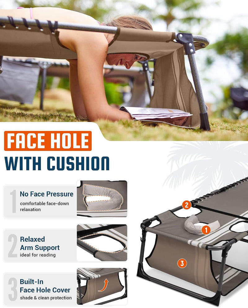 Sun Lounger with 5-Position Adjustable Backrest 180KG