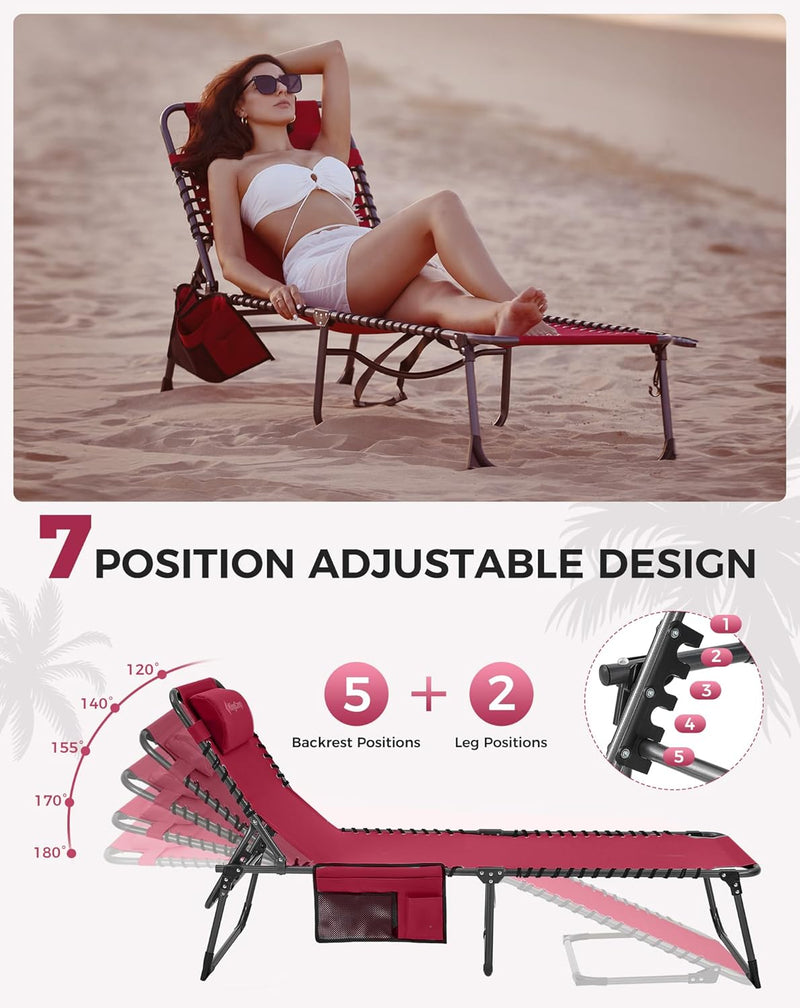 Sun Lounger with 5-Position Adjustable Backrest 180KG
