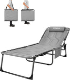Sun Lounger with 5-Position Adjustable Backrest 180KG