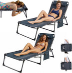 Sun Lounger with 5-Position Adjustable Backrest 180KG