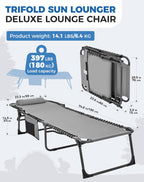 Sun Lounger with 5-Position Adjustable Backrest 180KG