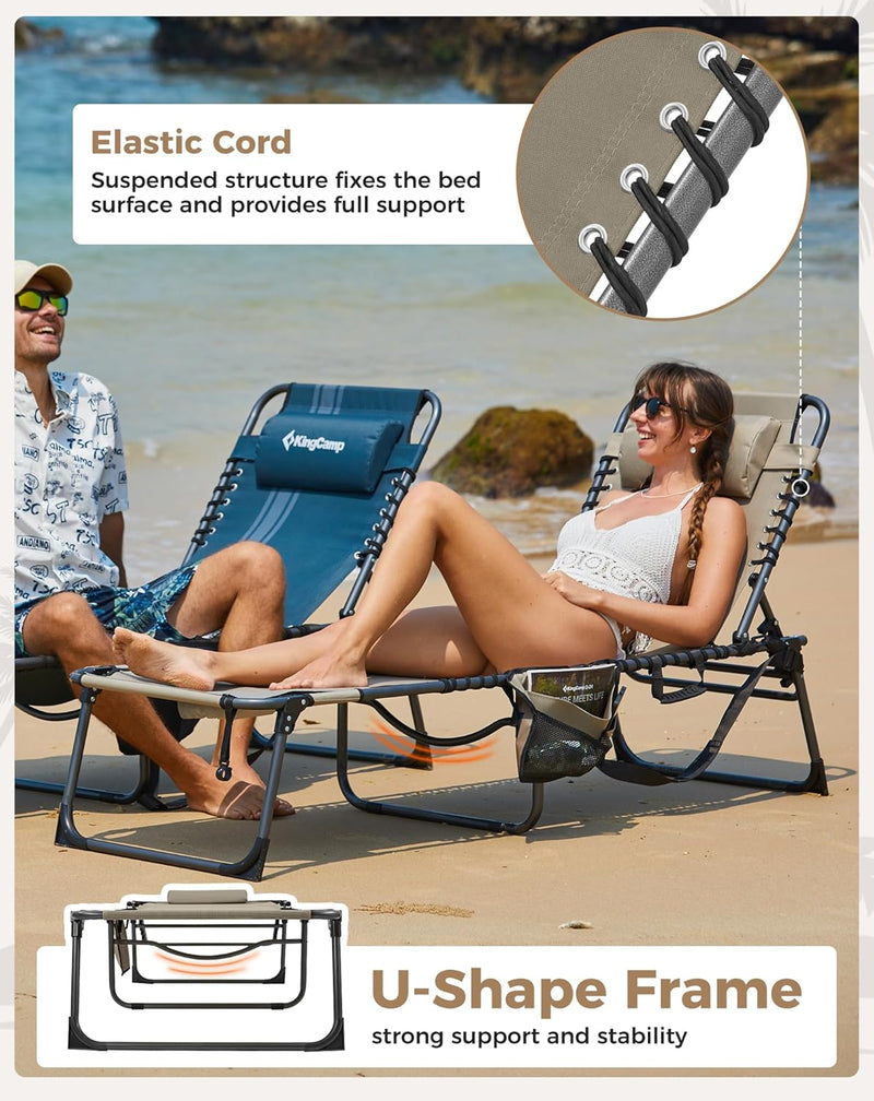 Sun Lounger with 5-Position Adjustable Backrest 180KG